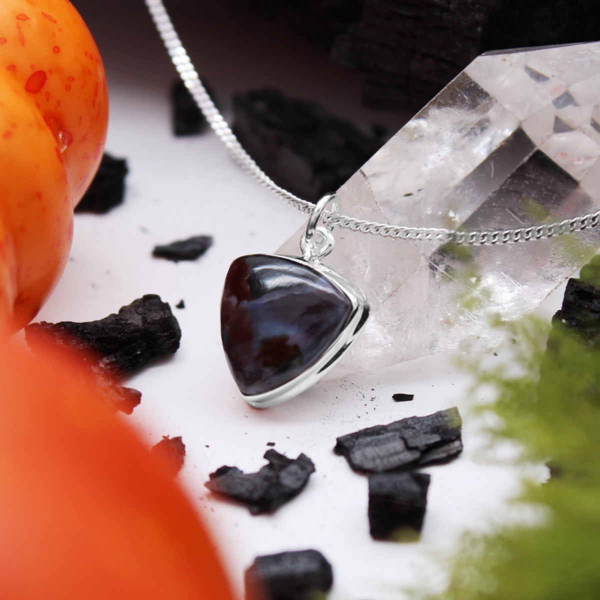 STORMY SKIES - Sterling Silver & Mystic Merlinite Necklace