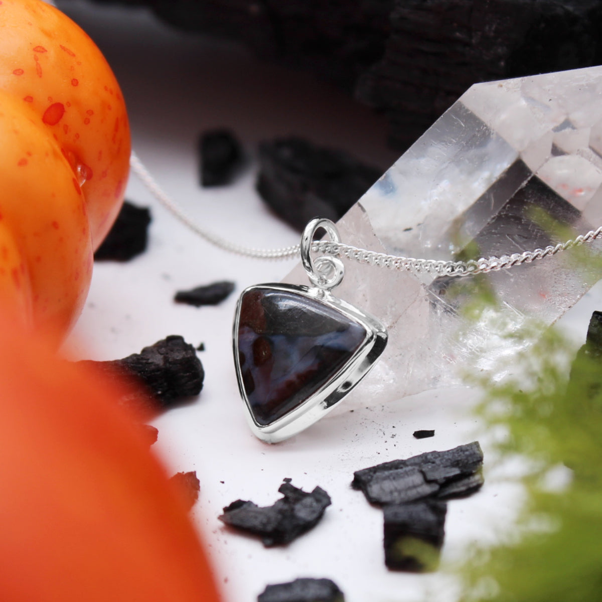 STORMY SKIES - Sterling Silver & Mystic Merlinite Necklace