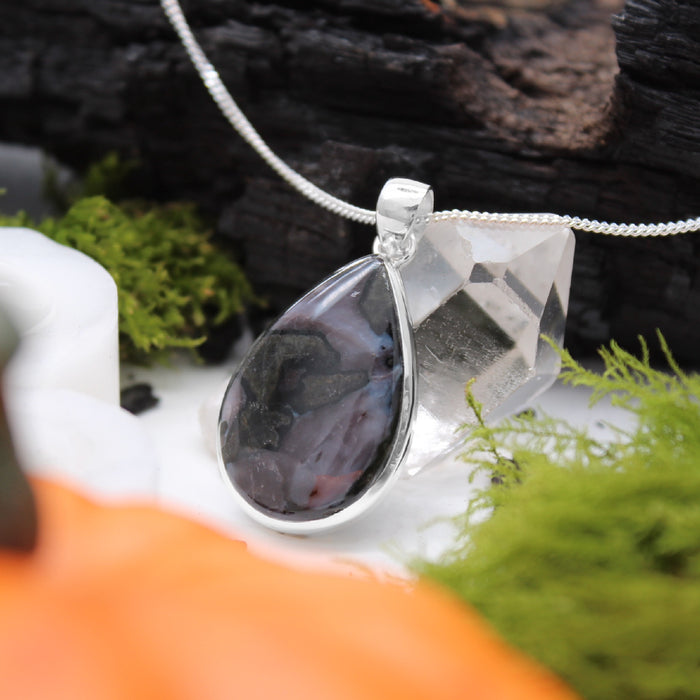STORMY SKIES - Sterling Silver & Mystic Merlinite Necklace