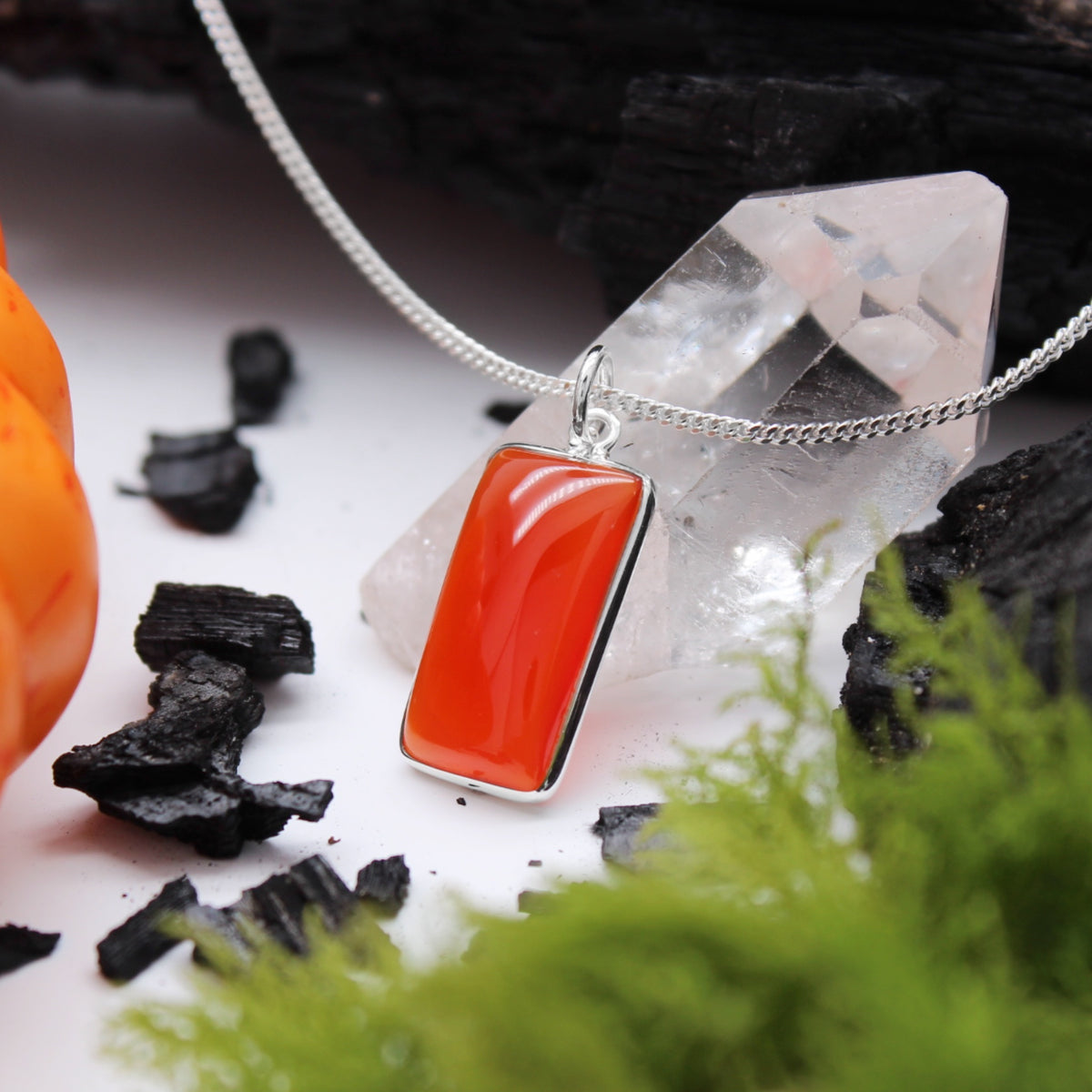 PUMPKIN PATCH - Sterling Silver & Carnelian Necklace
