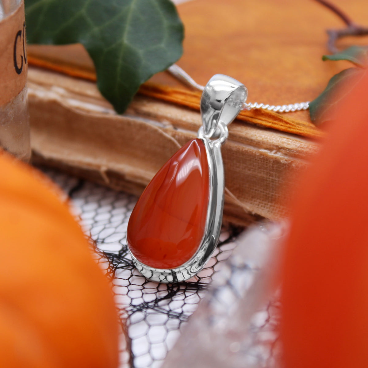 JACK O’ LANTERN - Sterling Silver & Carnelian Necklace