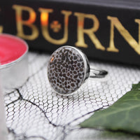 SERPENT - Sterling Silver & Black Coral Ring - US 5