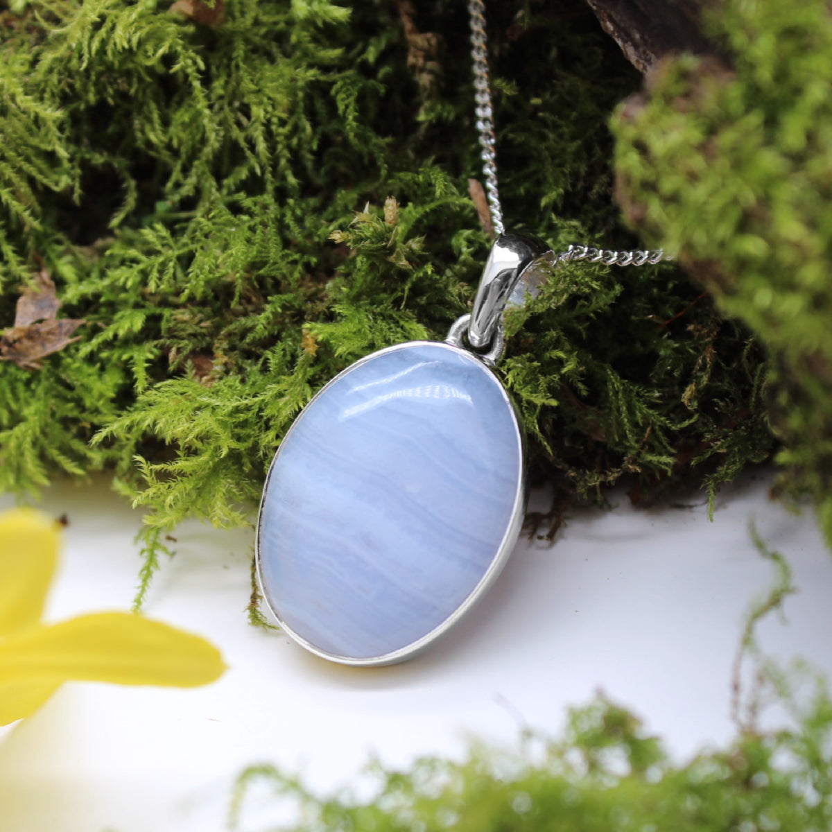 SPRING SKIES  - Sterling Silver & Blue Lace Agate Necklace