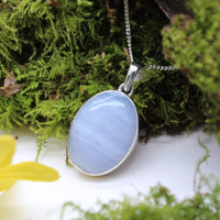 SPRING SKIES  - Sterling Silver & Blue Lace Agate Necklace
