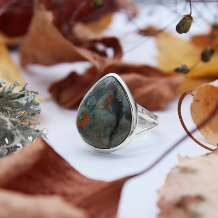ANCIENT OAK - Sterling Silver & Rhyolite Ring - US 6.5
