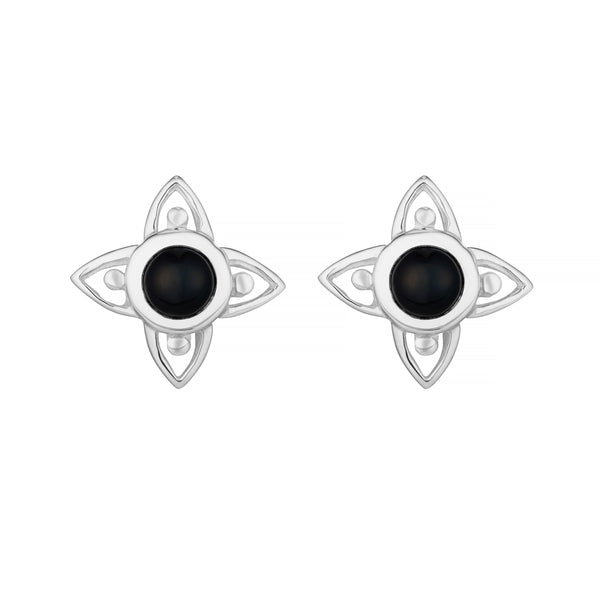 FLEUR - Sterling Silver & Onyx Studs