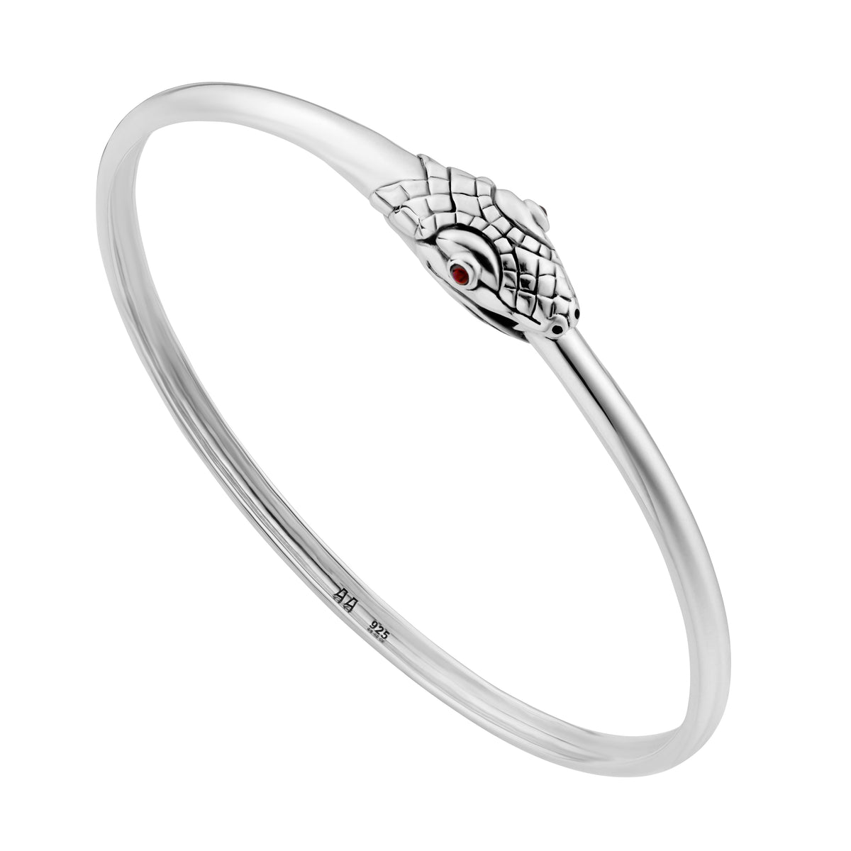 OUROBOROS - Sterling Silver & Garnet Bangle